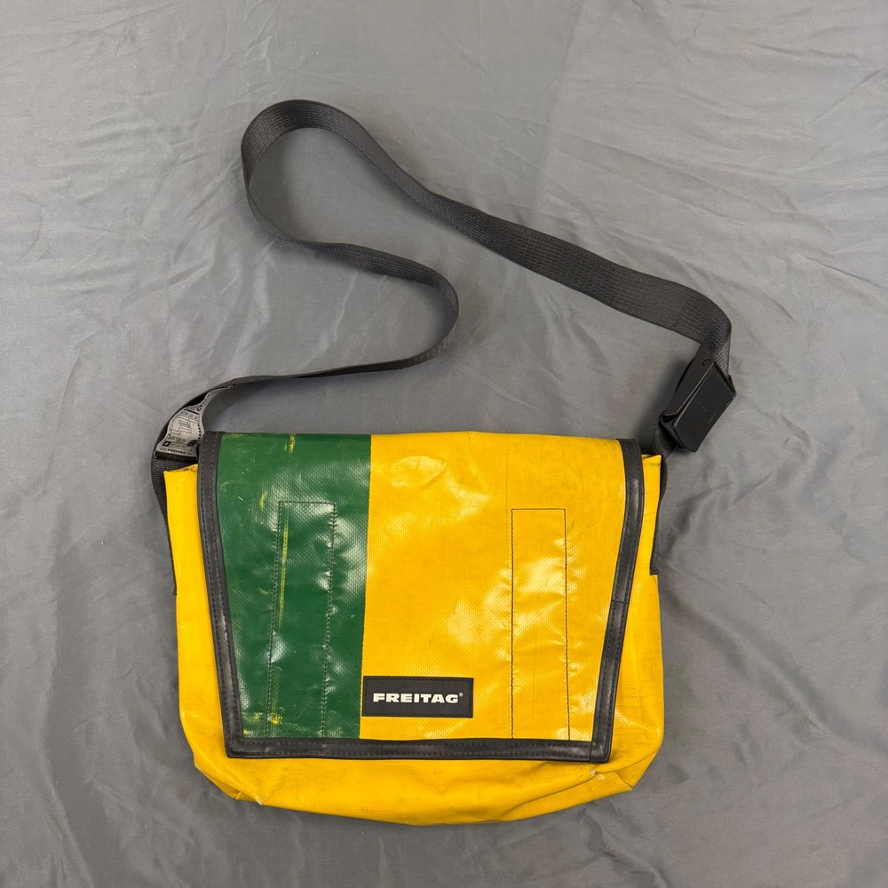 FREITAG F14 DEXTER Messenger Yellow & Green Black Vintage Recycled Tarpaulin